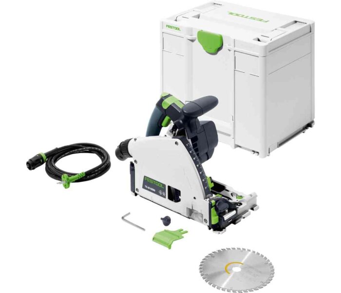 Festool Tauchsäge TS 60 KEBQ-Plus-FS (mit Kreissägeblatt, Sichtfenster, Splitterschutz, Innensechskantschlüssel, Führungsschiene), im Systainer