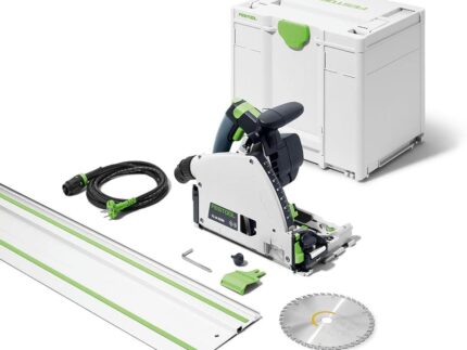 Festool Tauchsäge TS 60 KEBQ-Plus-FS (mit Kreissägeblatt, Sichtfenster, Splitterschutz, Innensechskantschlüssel, Führungsschiene), im Systainer