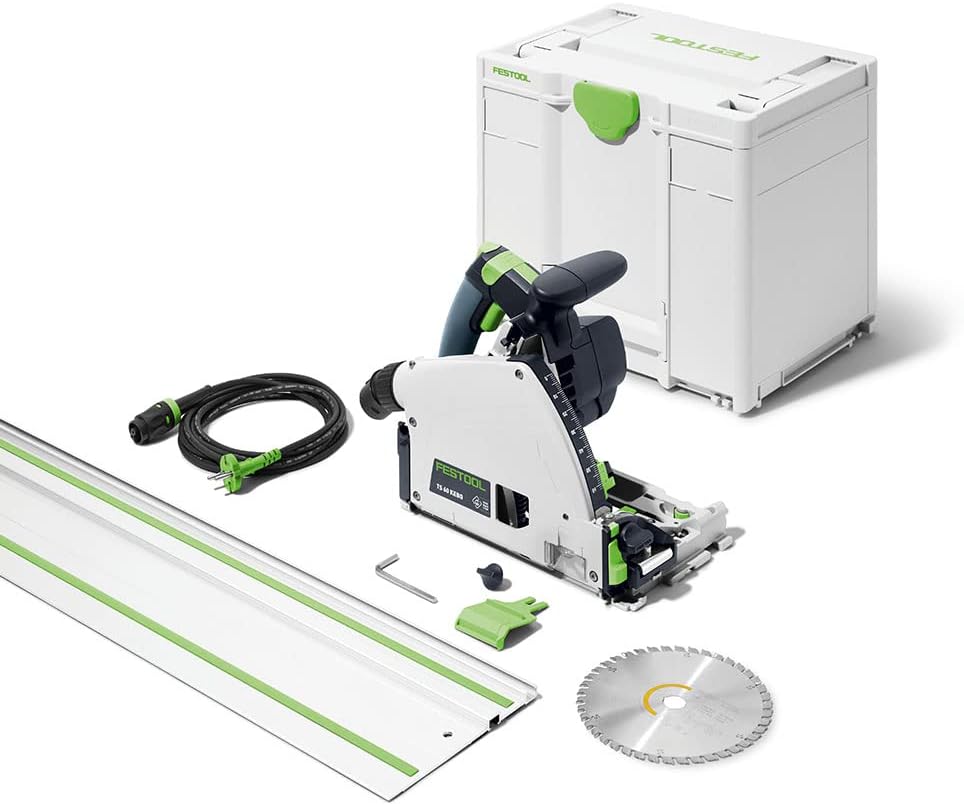 51NMEKnBS4L._AC_SL1000 Festool Tauchsäge TS 60 KEBQ-Plus-FS (mit Kreissägeblatt, Sichtfenster, Splitterschutz, Innensechskantschlüssel, Führungsschiene), im Systainer