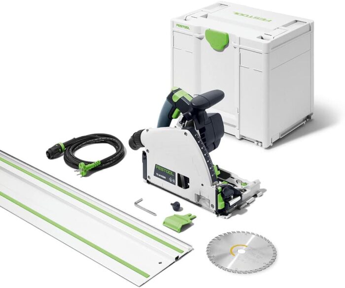 Festool Tauchsäge TS 60 KEBQ-Plus-FS (mit Kreissägeblatt, Sichtfenster, Splitterschutz, Innensechskantschlüssel, Führungsschiene), im Systainer