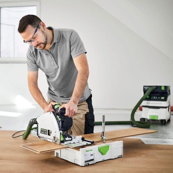 Festool Tauchsäge TS 60 KEBQ-Plus-FS (mit Kreissägeblatt, Sichtfenster, Splitterschutz, Innensechskantschlüssel, Führungsschiene), im Systainer