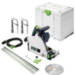 Festool Tauchsäge TS 60 KEBQ-Plus-FS (mit Kreissägeblatt, Sichtfenster, Splitterschutz, Innensechskantschlüssel, Führungsschiene), im Systainer