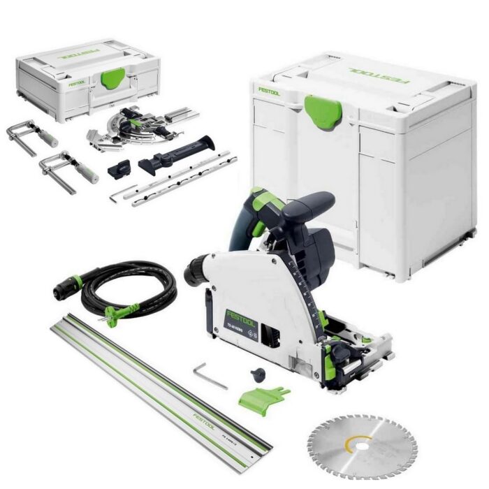 Festool Tauchsäge TS 60 KEBQ-Plus-FS (mit Kreissägeblatt, Sichtfenster, Splitterschutz, Innensechskantschlüssel, Führungsschiene), im Systainer