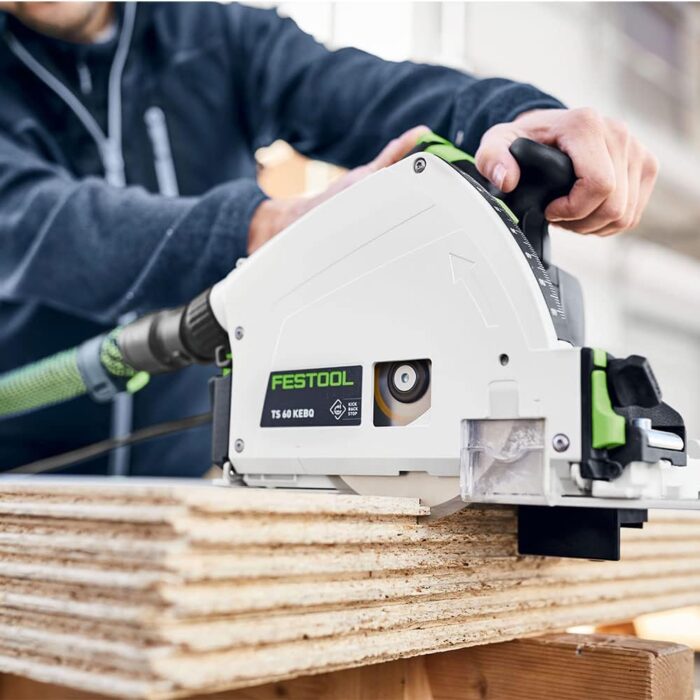 Festool Tauchsäge TS 60 KEBQ-Plus-FS (mit Kreissägeblatt, Sichtfenster, Splitterschutz, Innensechskantschlüssel, Führungsschiene), im Systainer