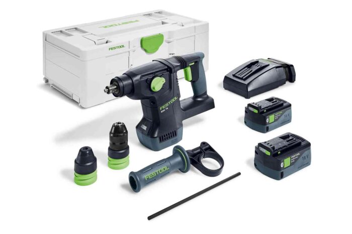 Festool Akku-Kombihammer KHC 18 5,0 EBI-Basic, inkl. Bohrfutter C SDS KHC, Schnellspannbohrfutter KC 13 KHC, mit Zusatzhandgriff im Systainer SYS 3 L 187