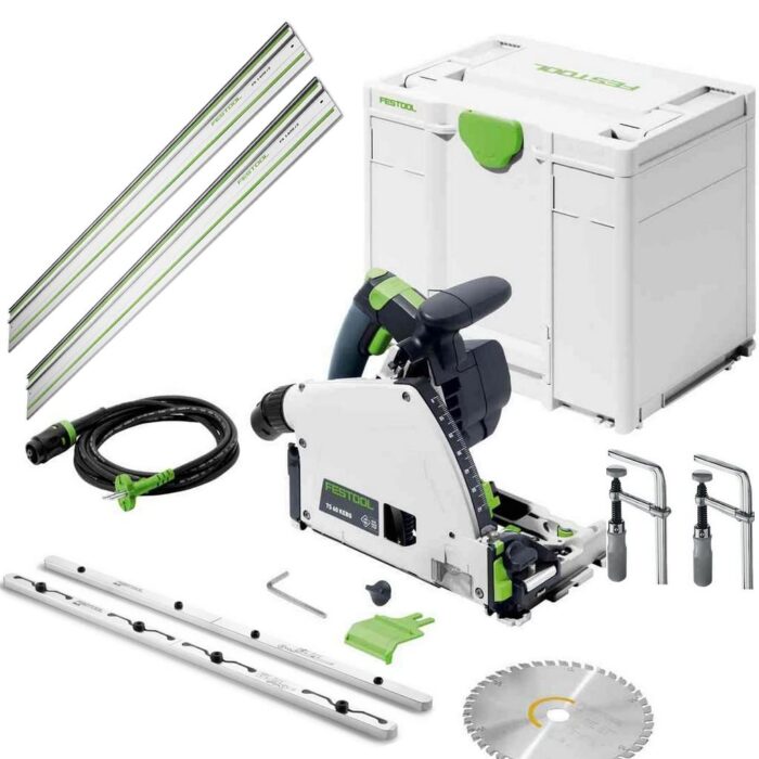 Festool Tauchsäge TS 60 KEBQ-Plus-FS (mit Kreissägeblatt, Sichtfenster, Splitterschutz, Innensechskantschlüssel, Führungsschiene), im Systainer