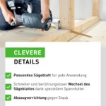 Festool – Akku-Säbelsäge RSC 18 EB-Basic inkl. Absaugvorrichtung + Säbelsägeblatt WOOD UNIVERSAL + Systainer SYS3 L 187