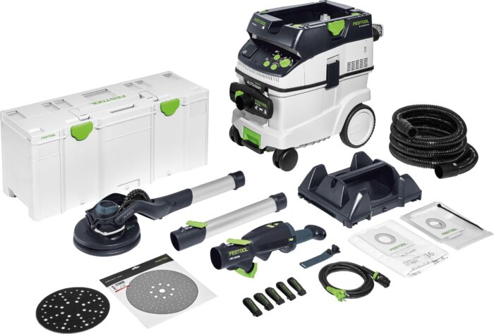 Festool Langhalsschleifer LHS 2 225 EQI-Plus PLANEX (mit Verlängerung, Schlauchclip, Klettverbinder, 5er Pack Granat P180, plug it-Netzkabel, Schleifteller Ø 220 mm inkl. Interface-Pad), im Systainer